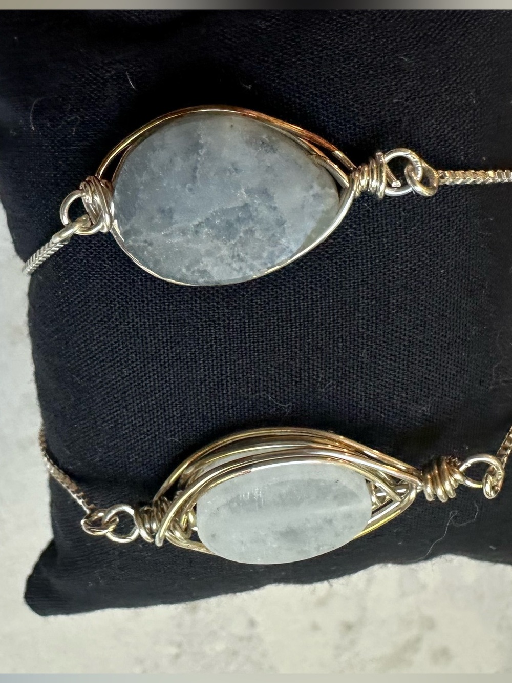 Druzy Gemstone Bracelet Bundle Set of 2 Sterling Silver Handmade Adjustable - Picture 6 of 9